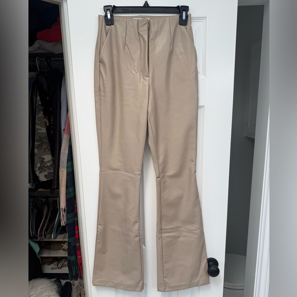 Abercrombie & Fitch Tan Leather Flare Pants